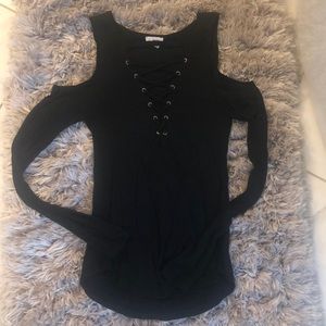 Ribbed black long sleeve top